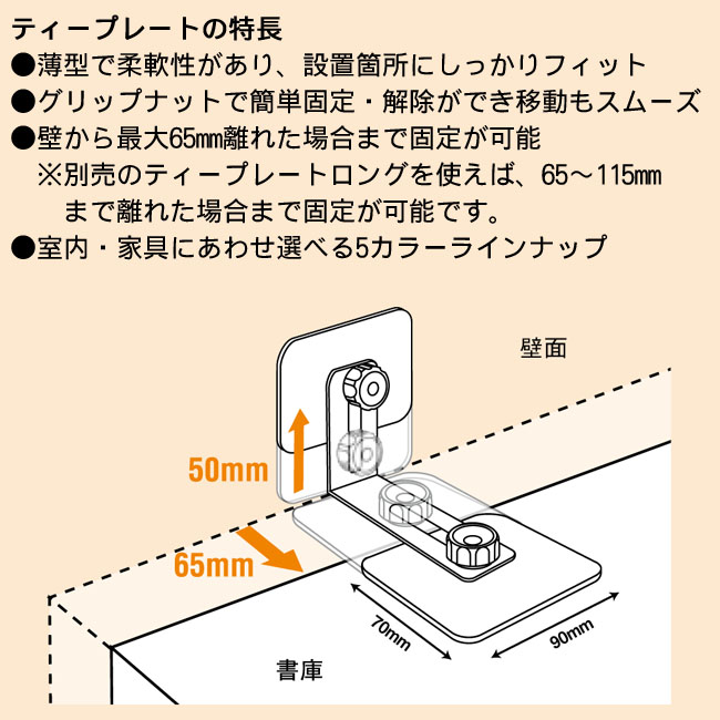 家具転倒防止器具　ティープレートの特長