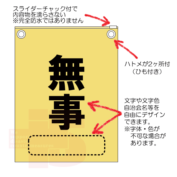 災害時の安否確認に！無事袋