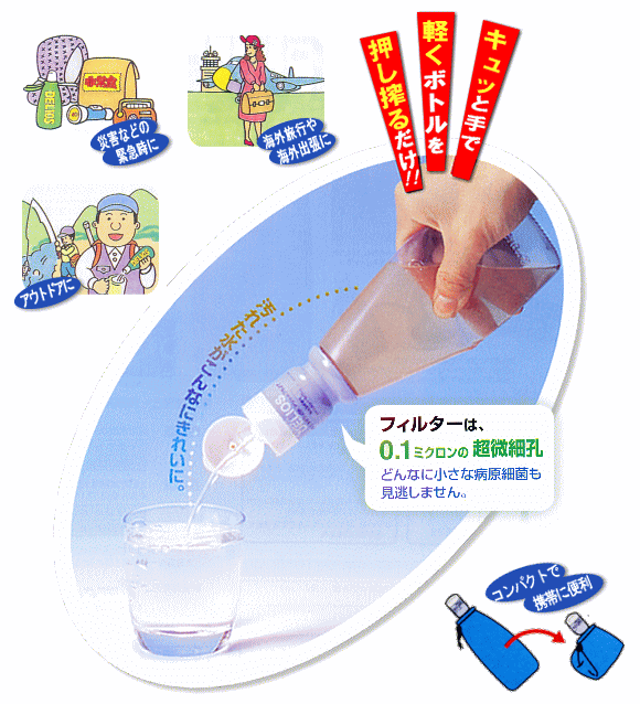 災害などの緊急時に！アウトドアに！海外旅行や海外出張に！携帯用浄水器　スーパーデリオス