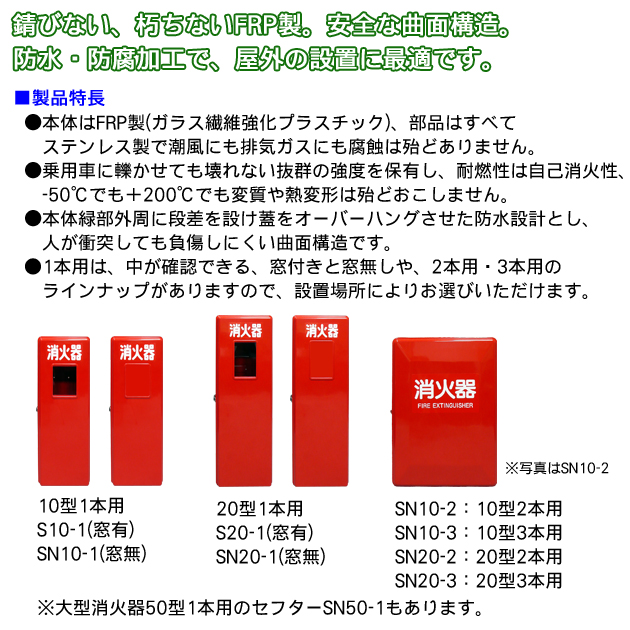 FRP製消火器格納箱セフターシリーズの特長