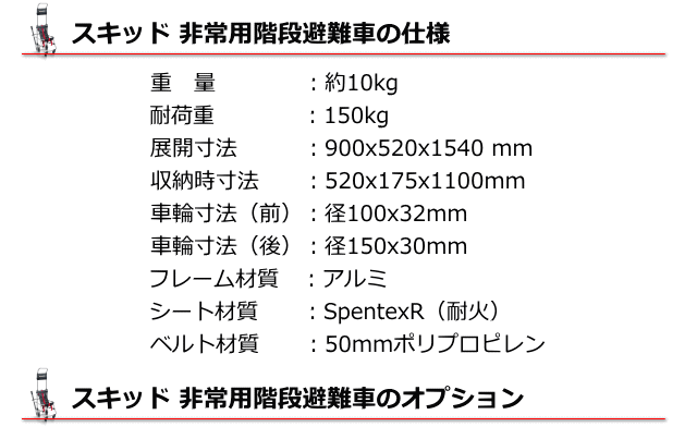 スキッド非常用階段避難車の仕様