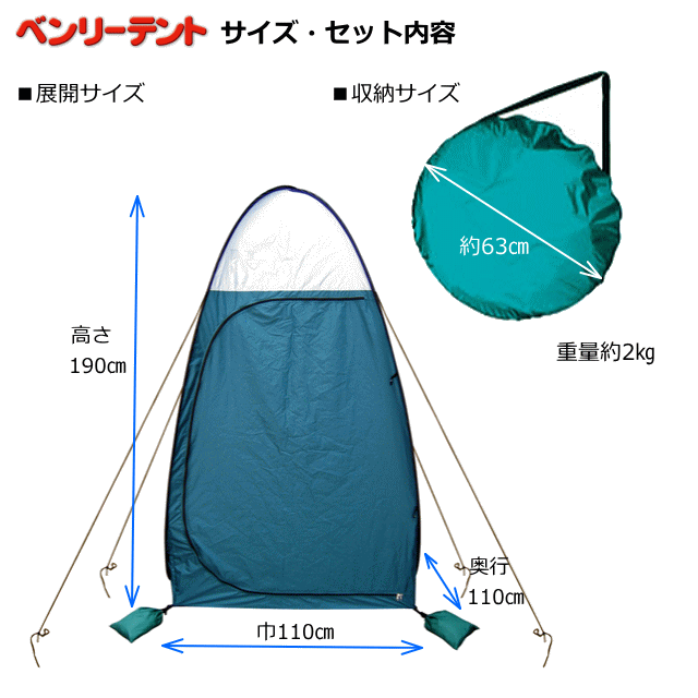 ベンリーテントのサイズ